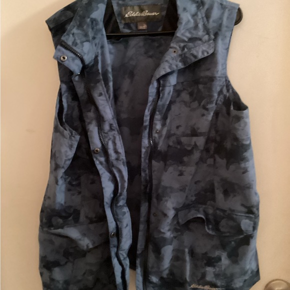 Eddie Bauer Tops - Eddie Bauer Blue Camouflage Jacket Vest Size XL